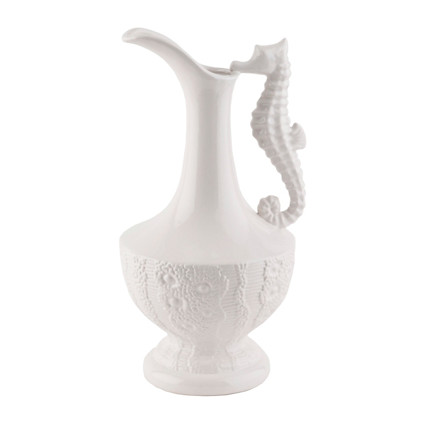 White Seahorse Ceramic Vase Kirklands