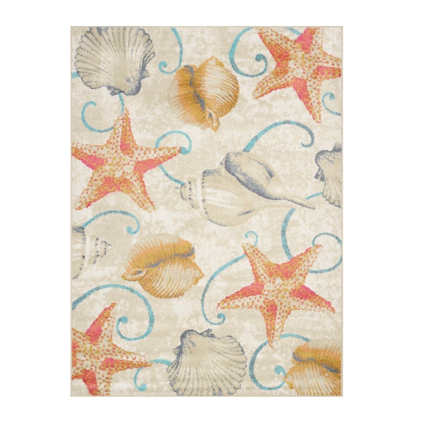 Harper Coastal Starfish and Shells Area Rug, 5x7 Kirklands