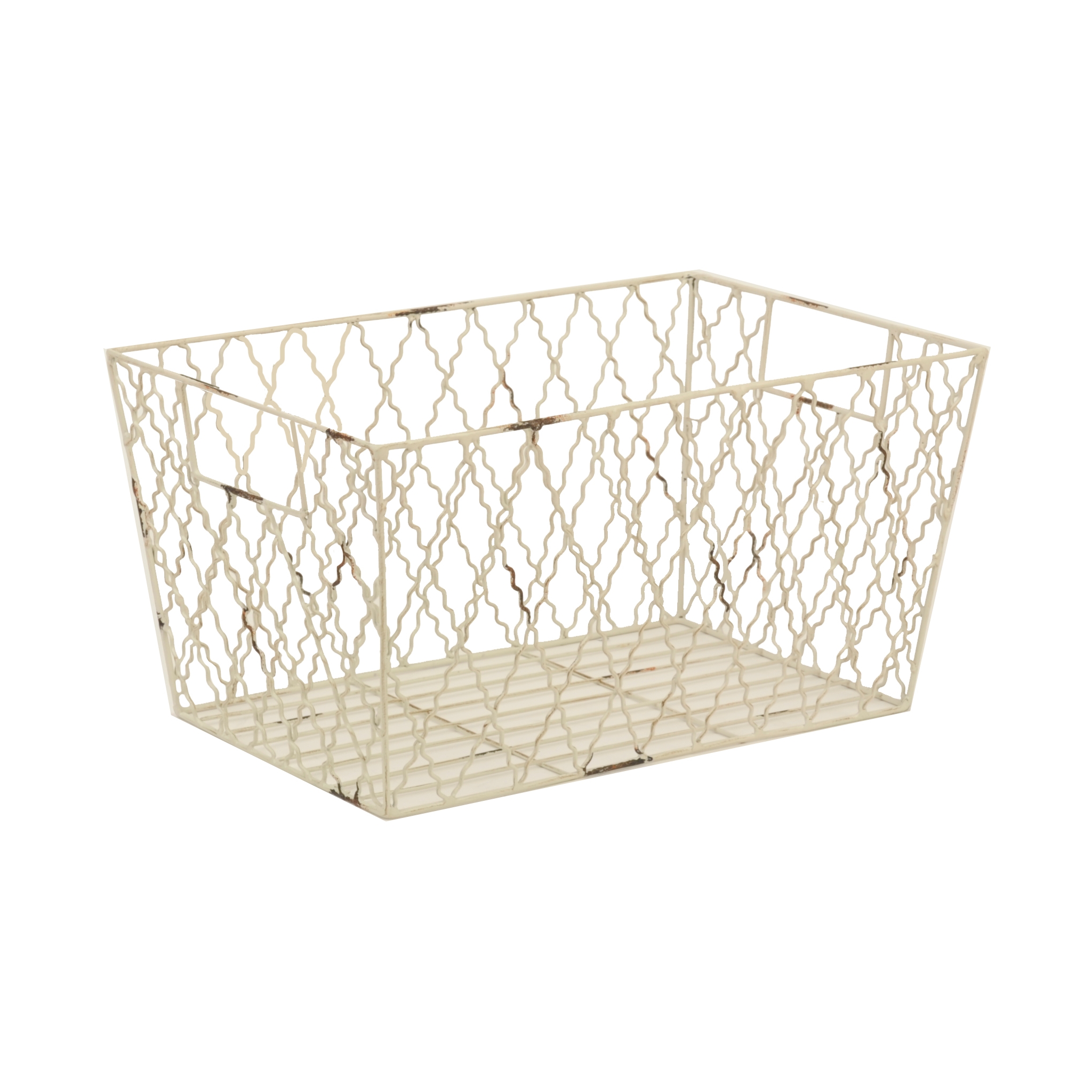 White Metal Quatrefoil Basket Kirklands