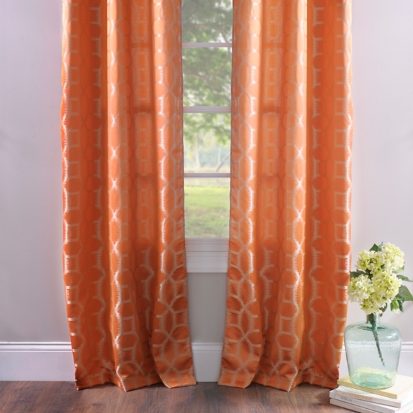 Jaffa Orange Geometric Curtain Panel Set, 96 in. Kirklands
