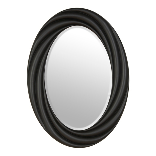 Satin Black Vortex Oval Mirror, 22x30 Kirklands