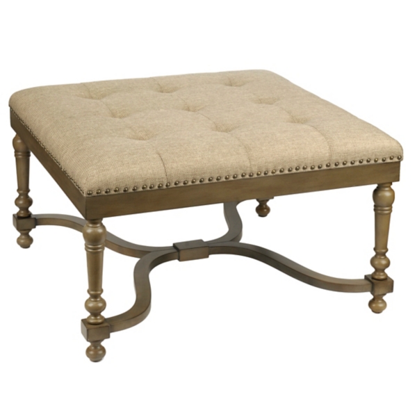 ButtonTufted Linen Ottoman Kirklands