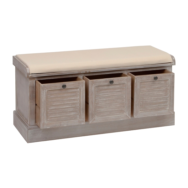 Gray Shutter Panel 3Drawer Storage Bench Kirklands