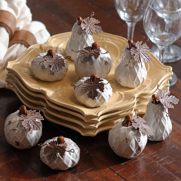 Ivory Diamond Ceramic Pumpkins, Set of 9 Kirklands
