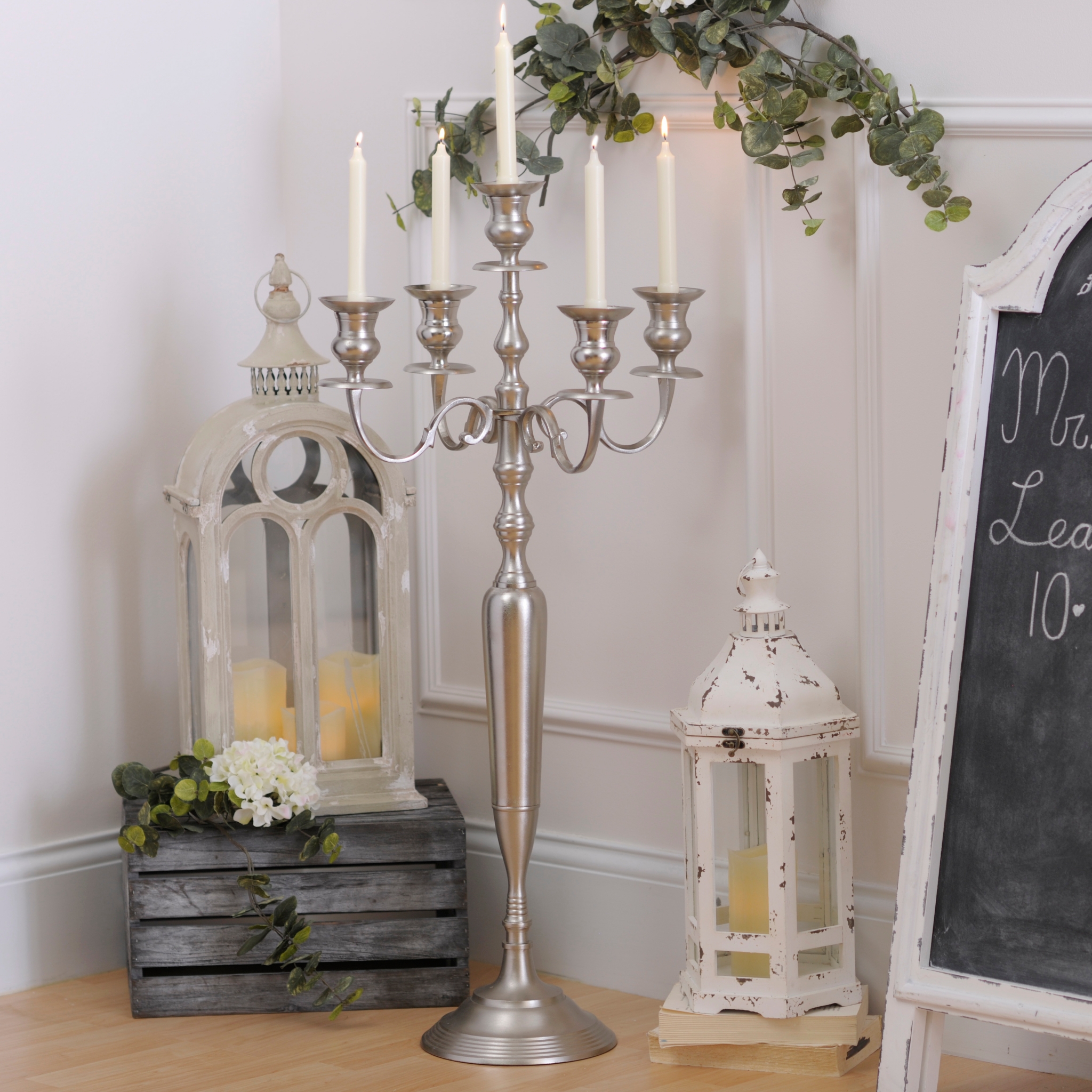 Metallic Silver Large Candelabra Kirklands