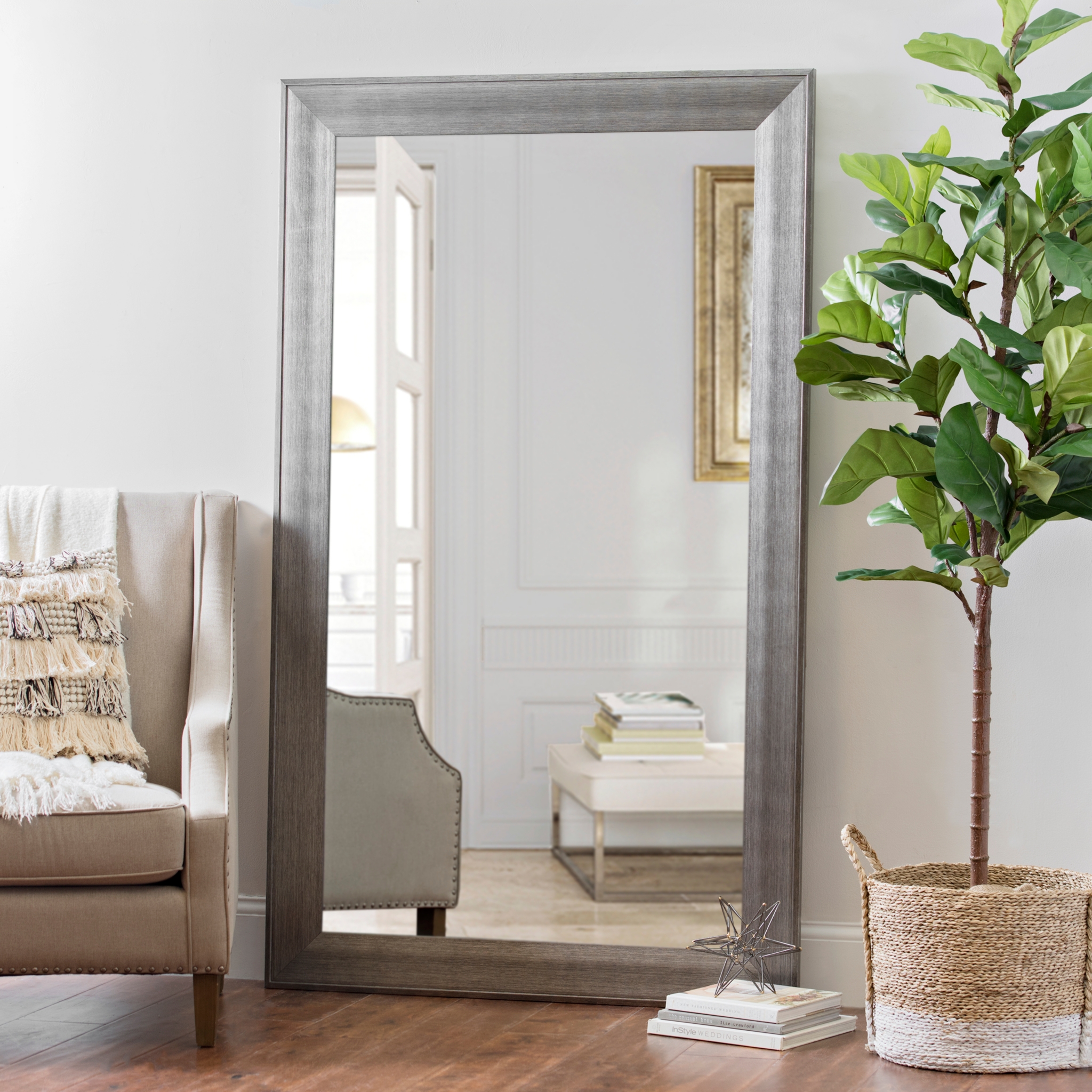 Brushed Silver Framed Mirror, 46x76 in. Kirklands