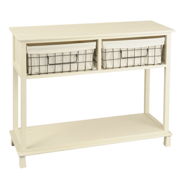 Cream 2Drawer Storage Basket Console Table Kirklands