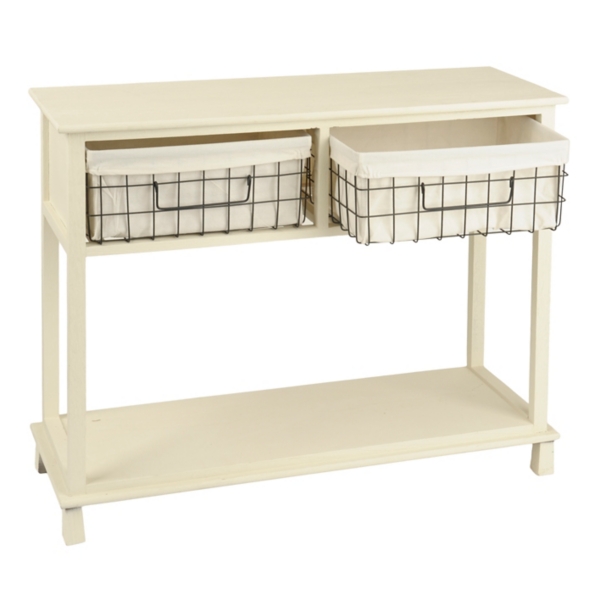 Cream 2Drawer Storage Basket Console Table Kirklands