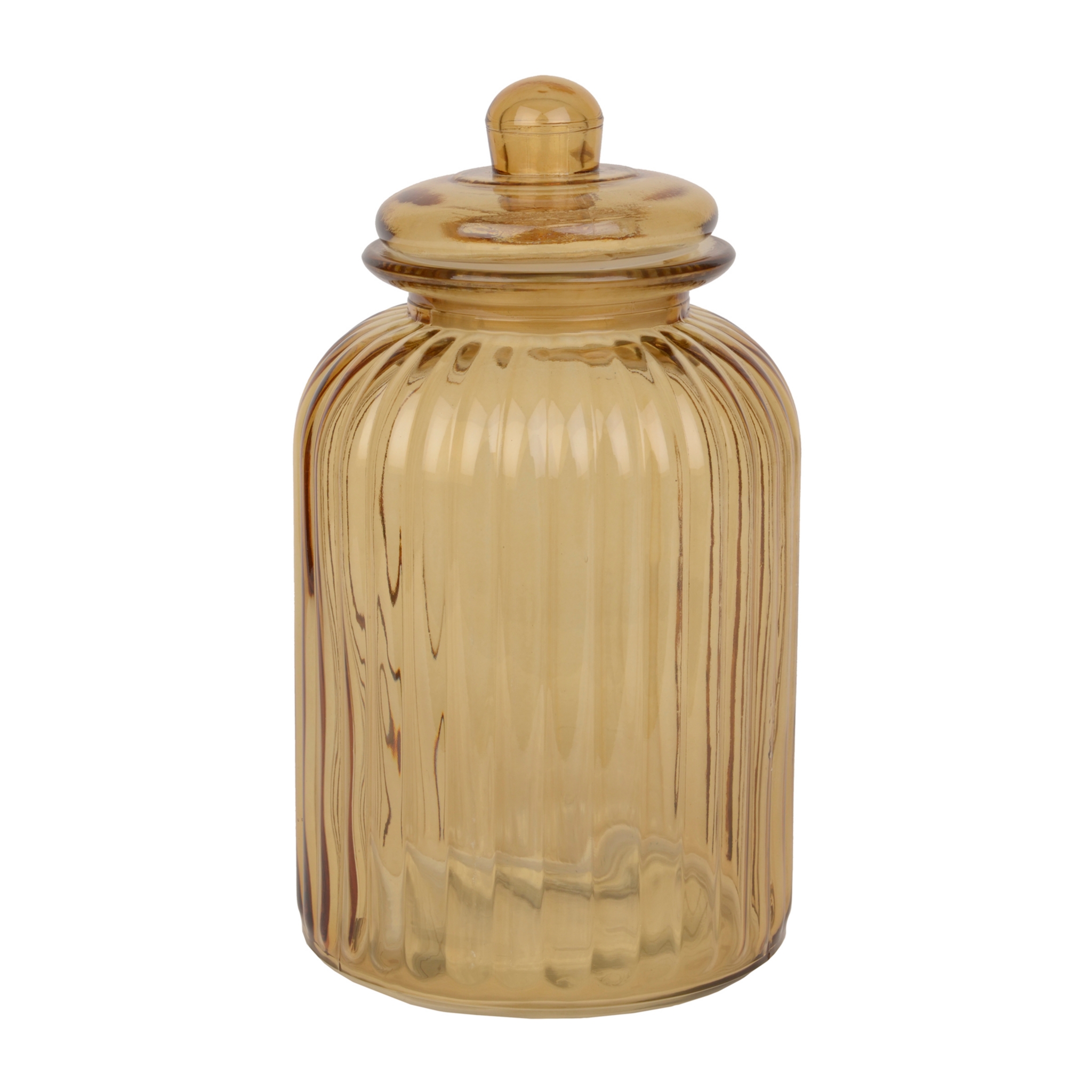 Large Amber Ribbed Glass Canister Kirklands