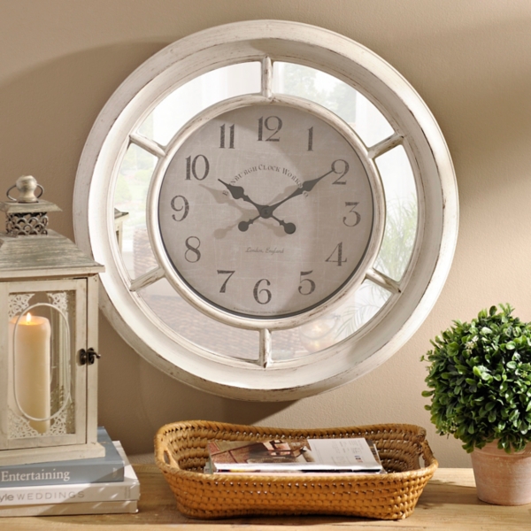 Brushed Ivory Mirrored Clock Kirklands