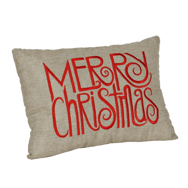 Red Merry Christmas Burlap Pillow  Kirklands