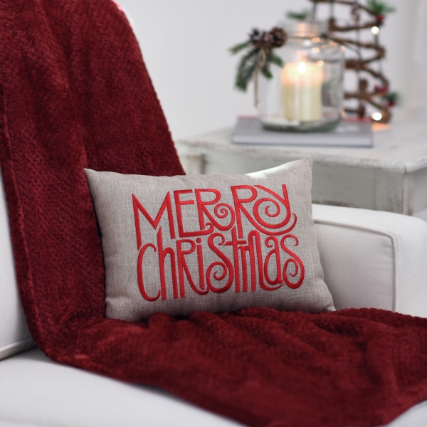 Red Merry Christmas Burlap Pillow Kirklands