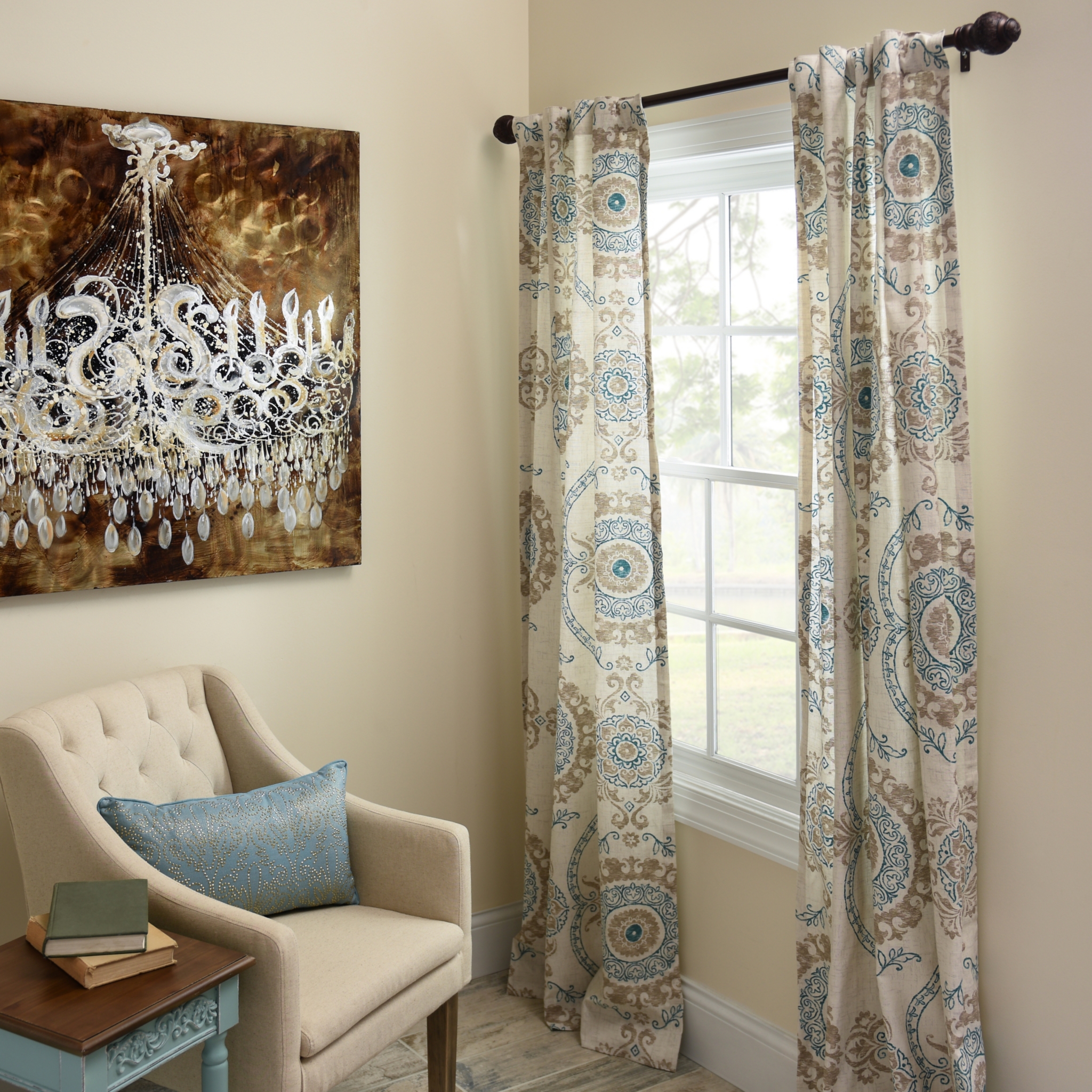 Aqua Loretta Curtain Panel Set, 84 in. Kirklands
