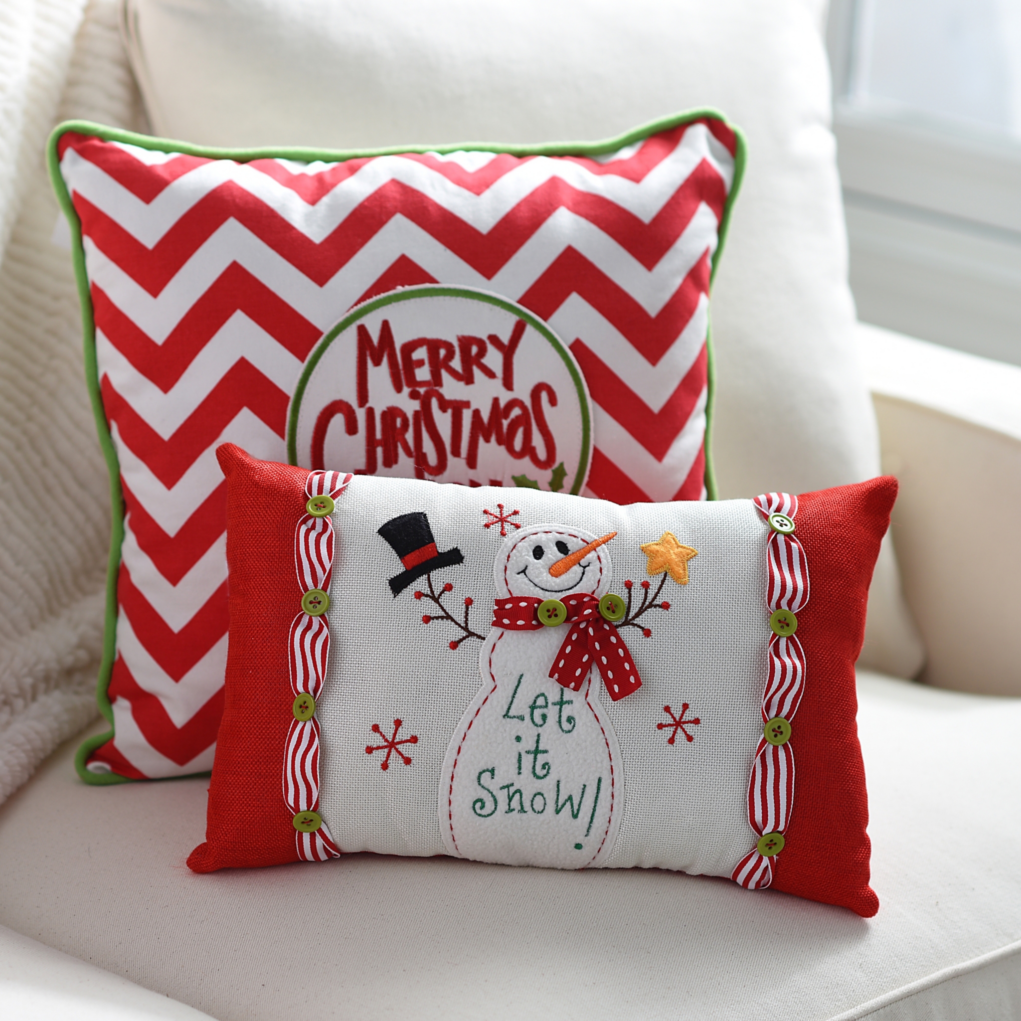 Let It Snow Button Pillow Kirklands