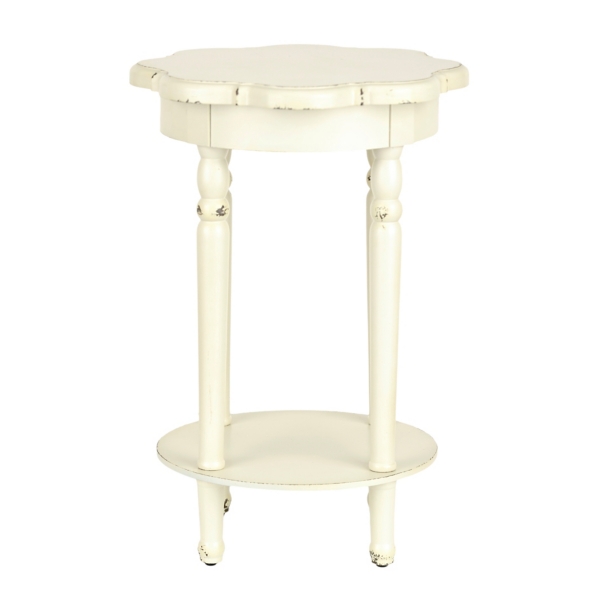 Round Ivory Scalloped Accent Table Kirklands