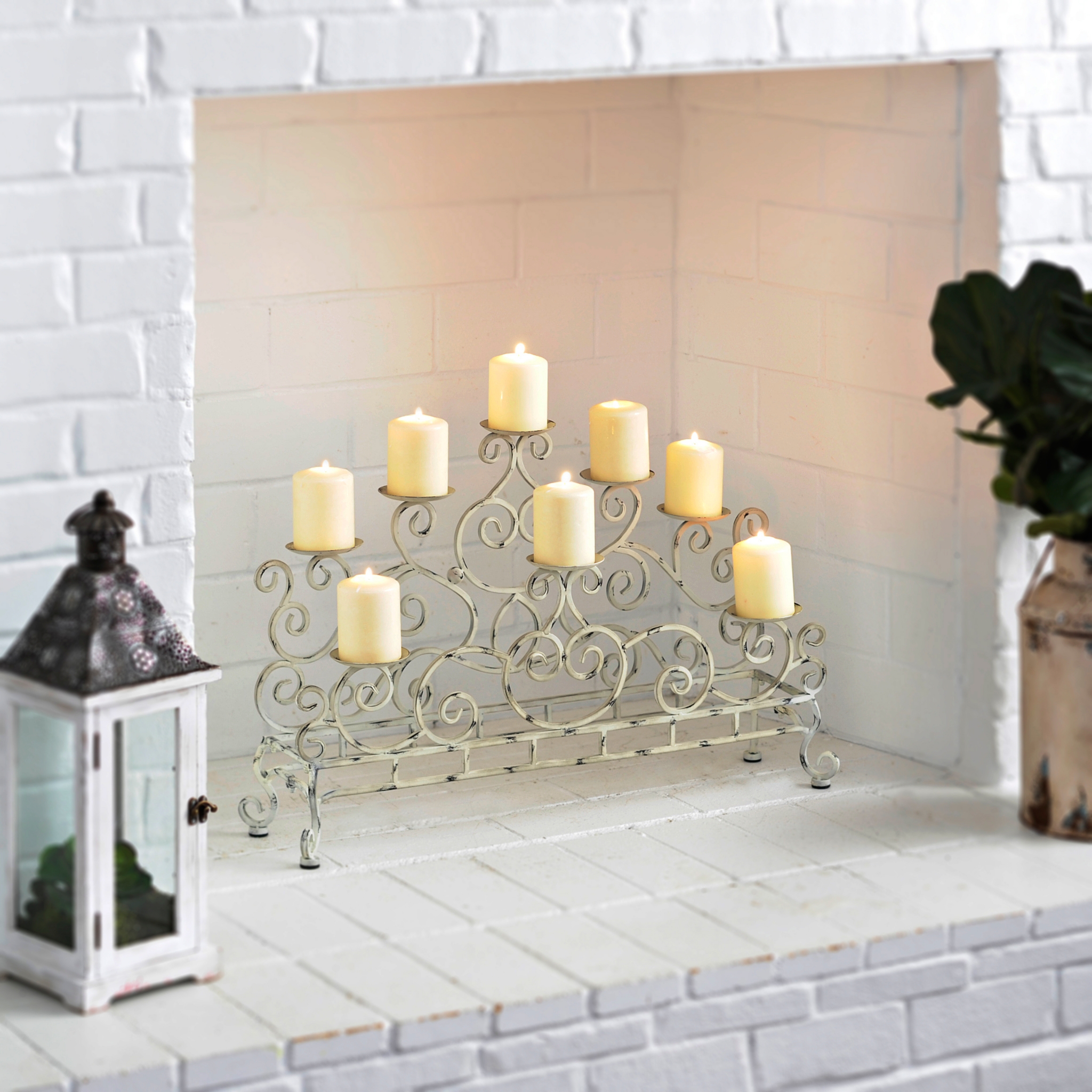 Antique White Double Fireplace Candelabra Kirklands