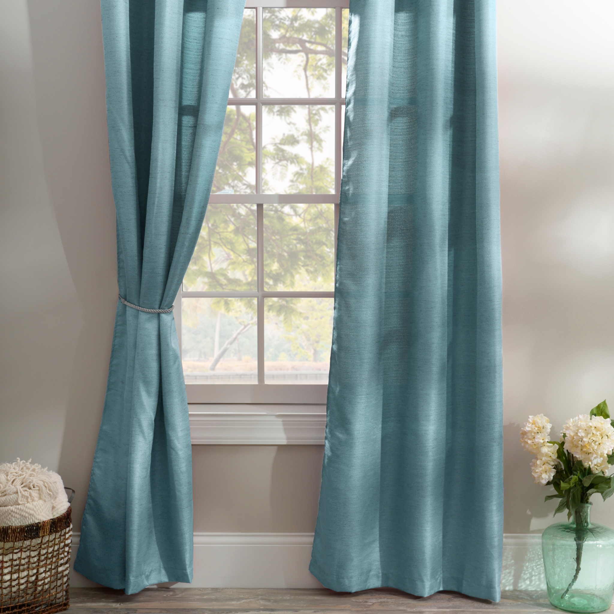 Teal Silk Curtain Panel Set, 108 in. Kirklands