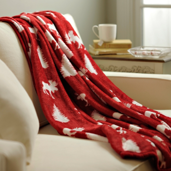 Red Vintage Moose Throw Blanket Kirklands