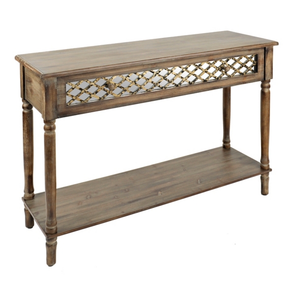 Distressed Rustic Mirrored Console Table Kirklands