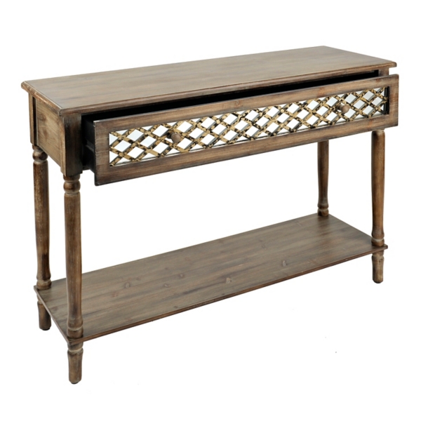 Distressed Rustic Mirrored Console Table Kirklands