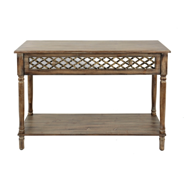 Distressed Rustic Mirrored Console Table Kirklands