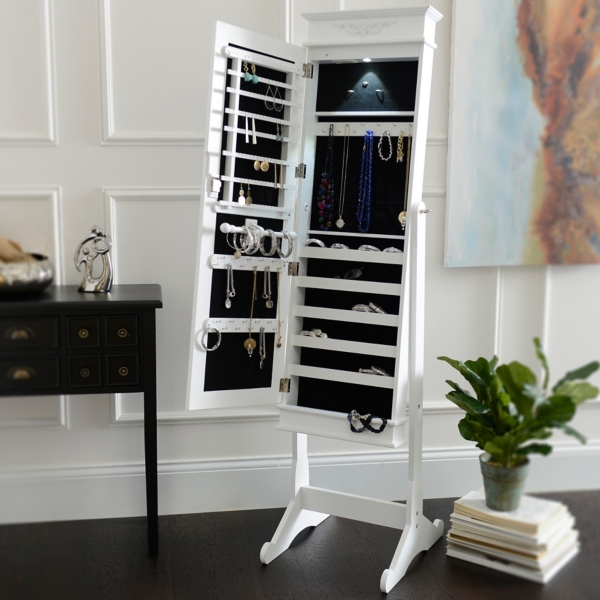 White Cheval LED Jewelry Armoire Mirror Kirklands