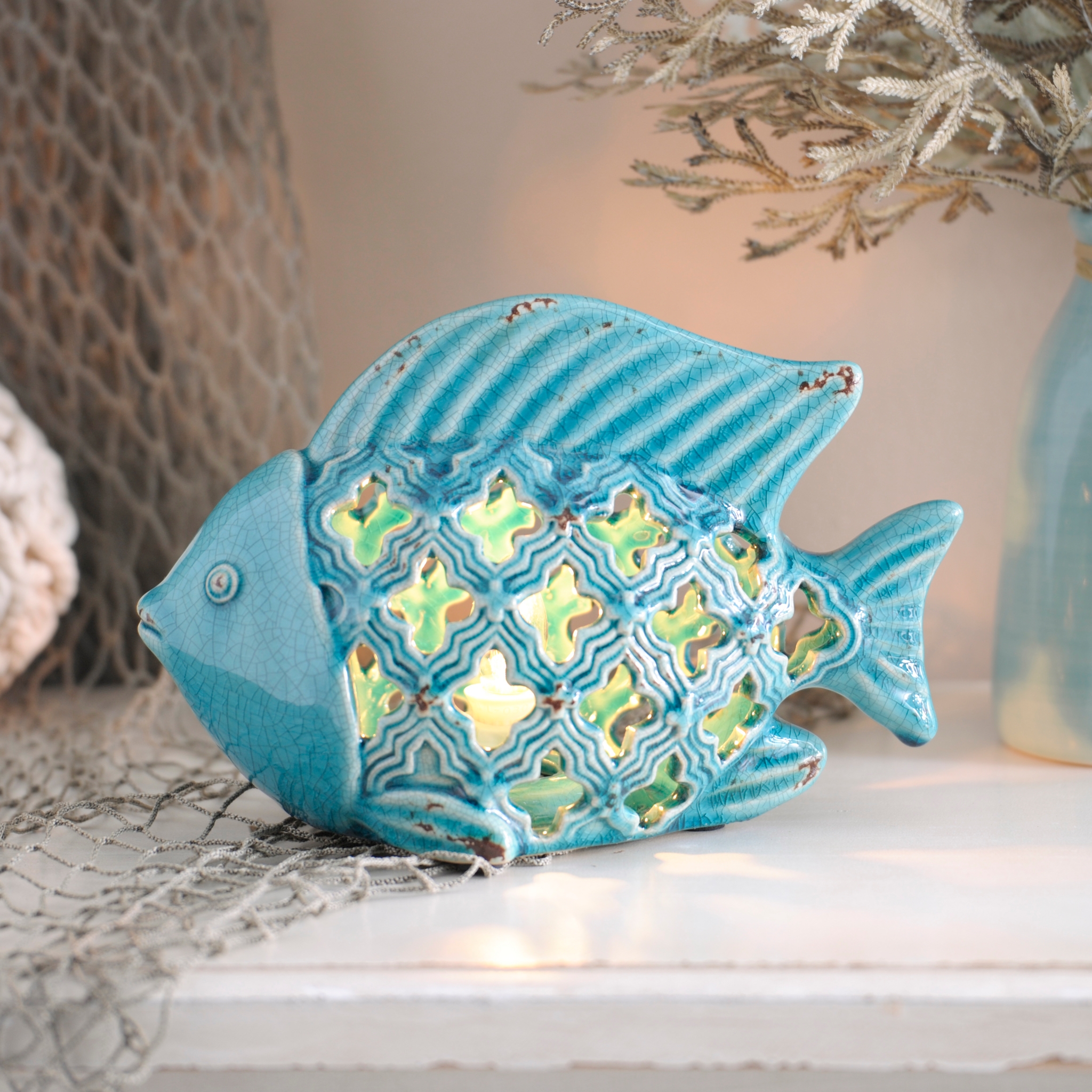 Blue Ceramic Fish Night Light Kirklands