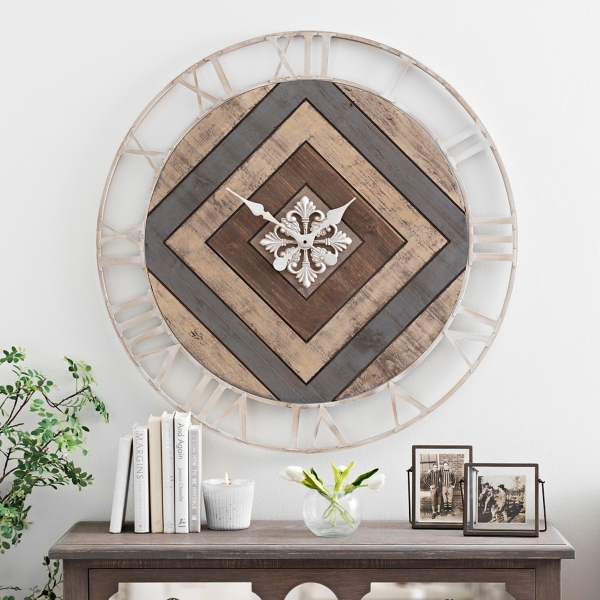 Camden Wood Plank and Metal Clock Kirklands