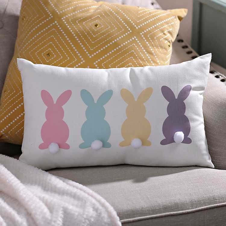 Multi Color Bunny Pom Pom Pillow Kirklands