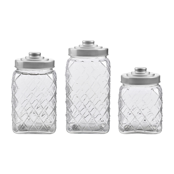 Silver Lid Diamond Canisters, Set of 3 Kirklands
