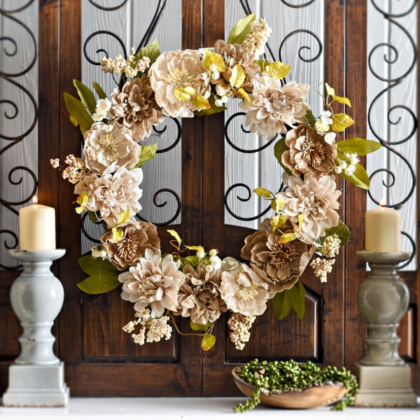 Burlap Peony and Dahlia Wreath Kirklands