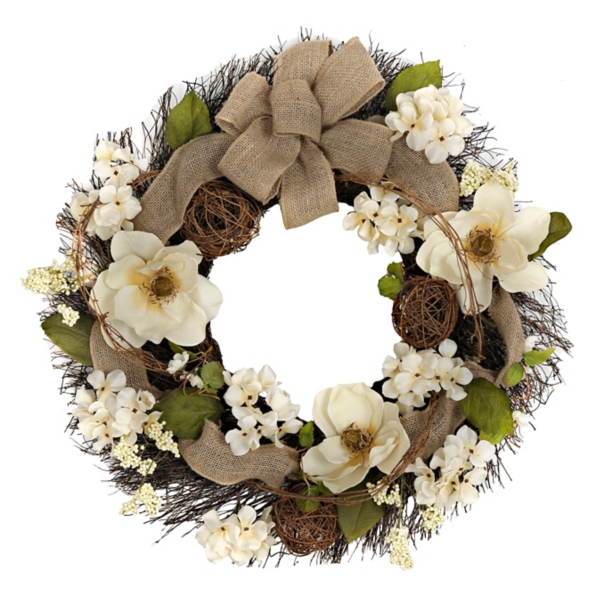 Burlap Magnolia Wreath Kirklands