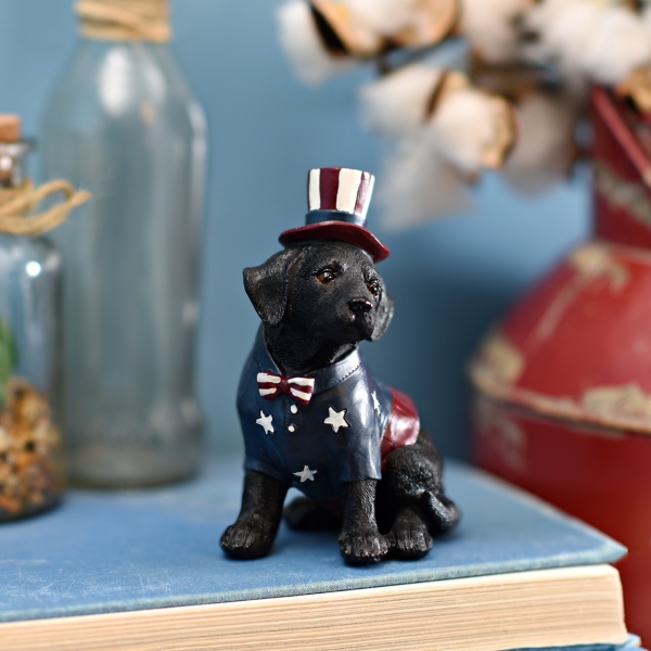 black lab resin statue
