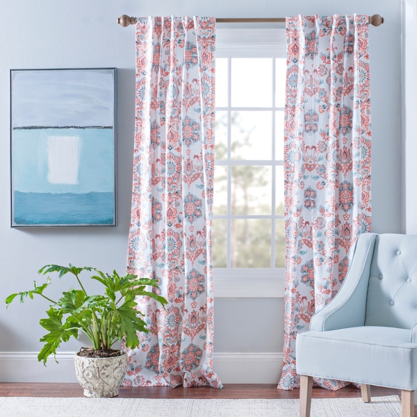 Clare Coral Curtain Panel Set, 96 in. Kirklands