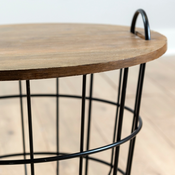Industrial Wire and Wood Basket Side Table Kirklands