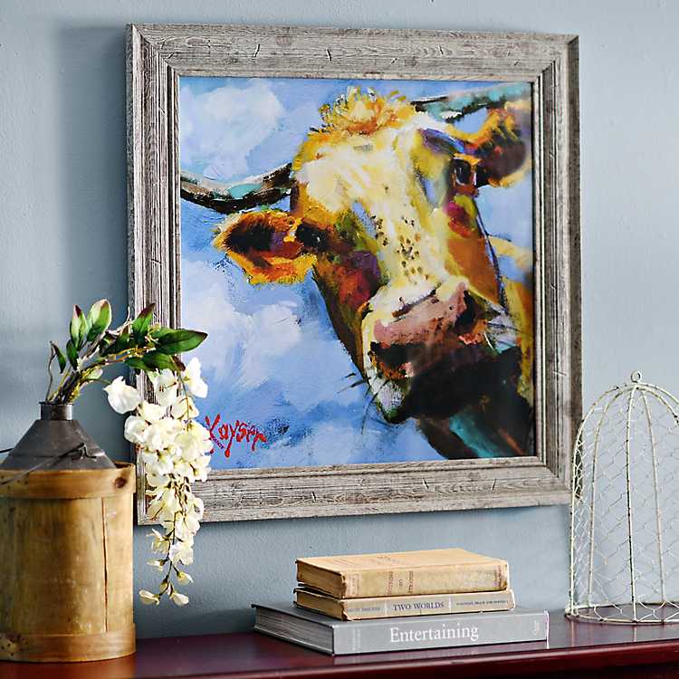 Colorful Cow Framed Art Print | Kirklands