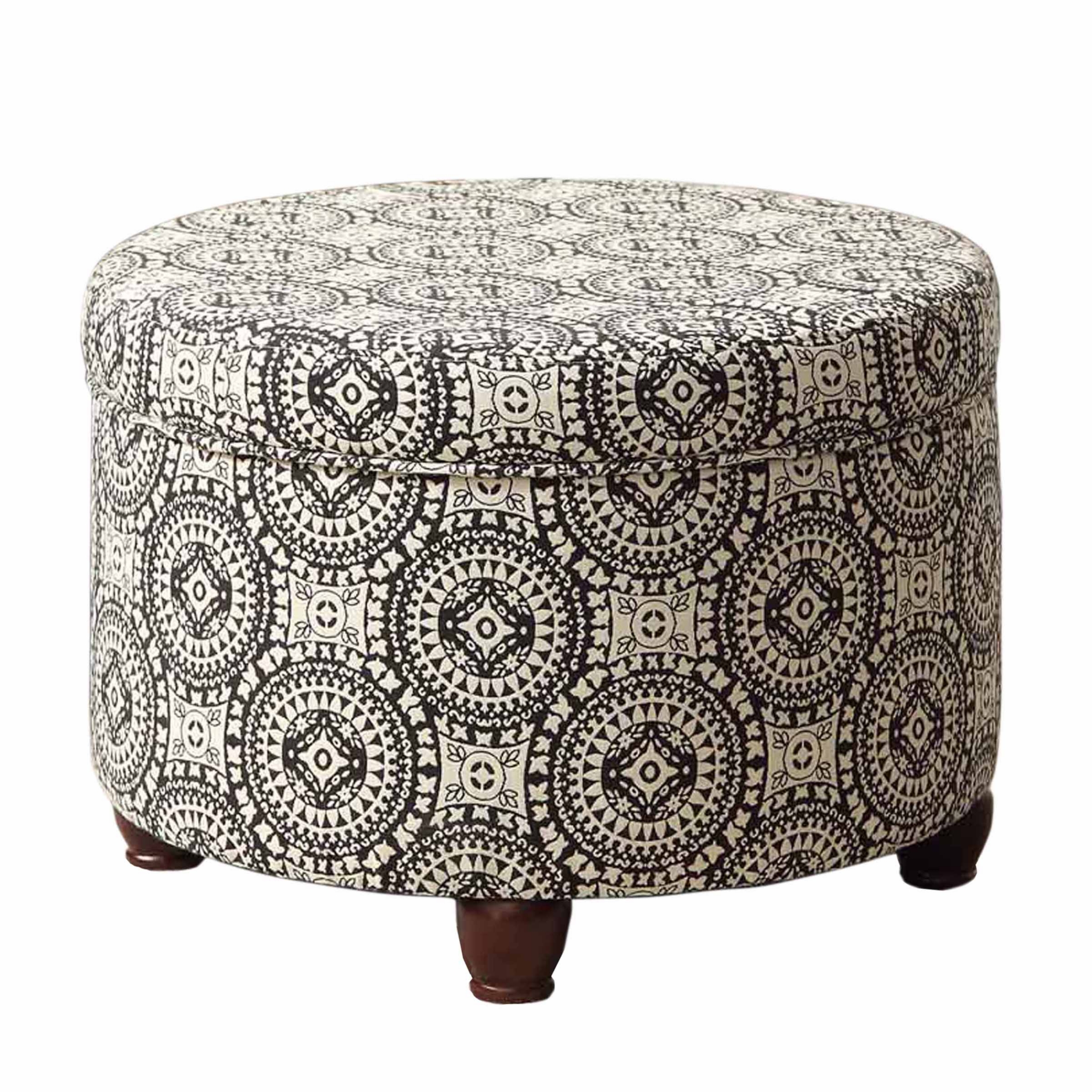 Black and White Medallion Storage Ottoman Kirklands