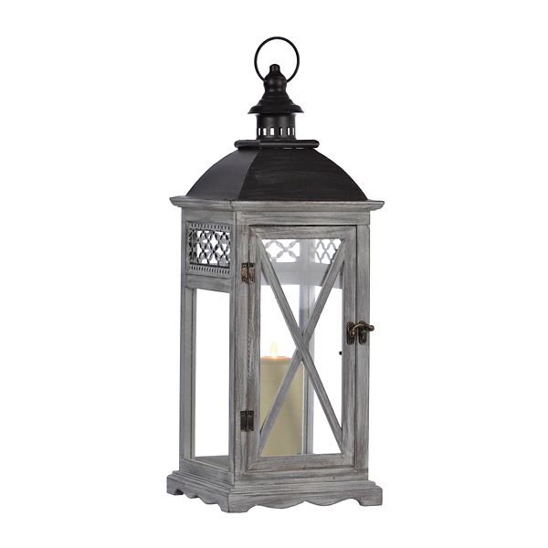 Gray Lattice Wood Lantern Kirklands
