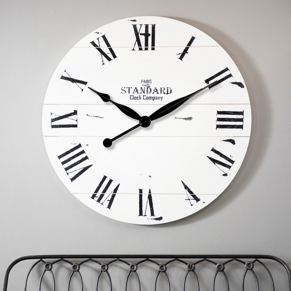 Jacob White Wood Plank Clock Kirklands