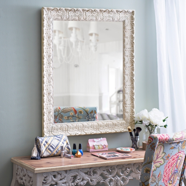 Ornate Distressed Cream Mirror, 28.7x34.7 in. Kirklands