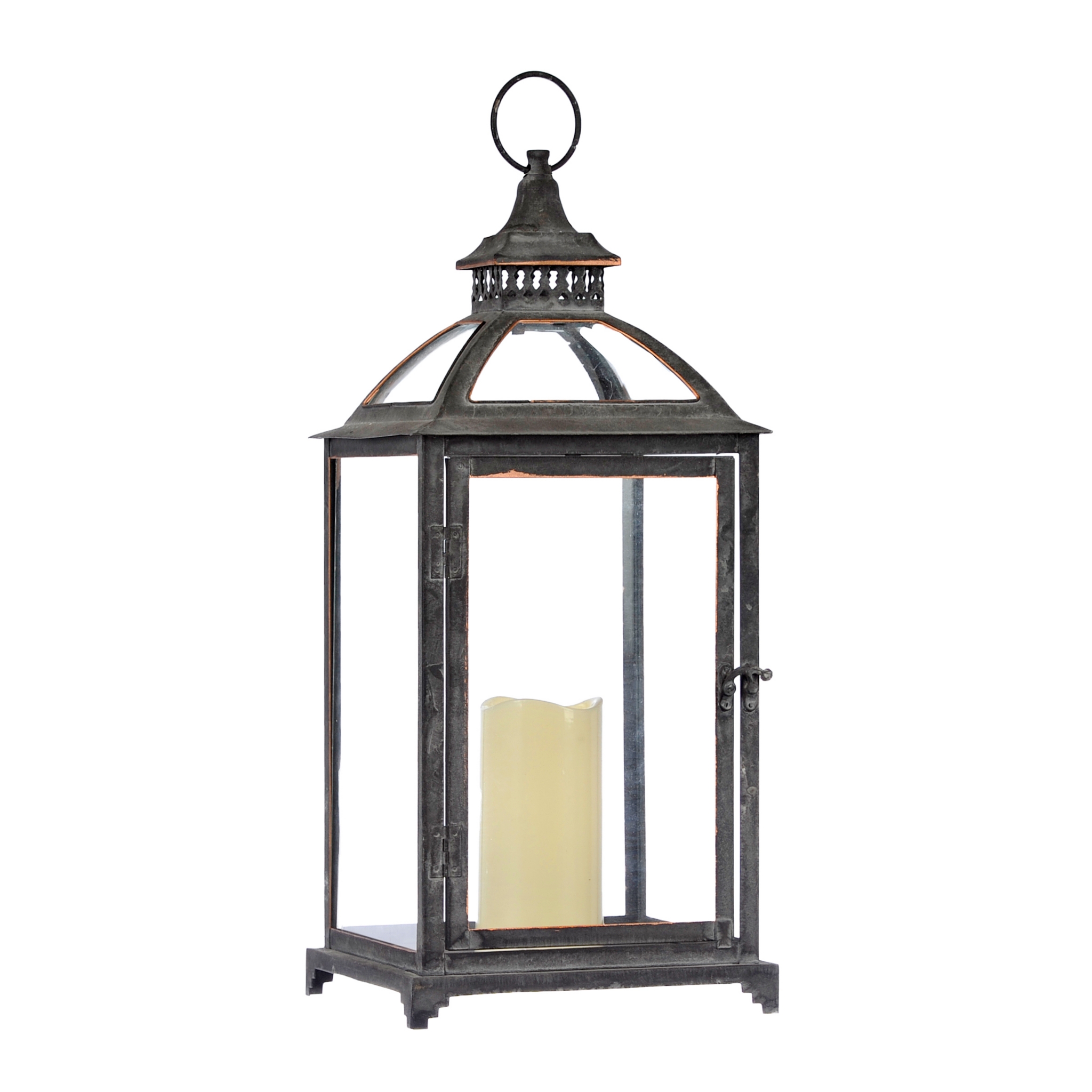 Dark Gray Lantern with LED Candle Kirklands