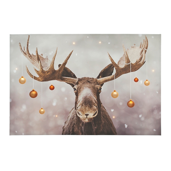 Holiday Moose LED Canvas Art Print Kirklands