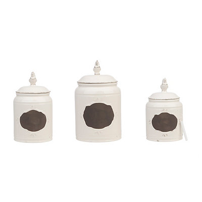 Cream Rooster Canisters, Set of 3