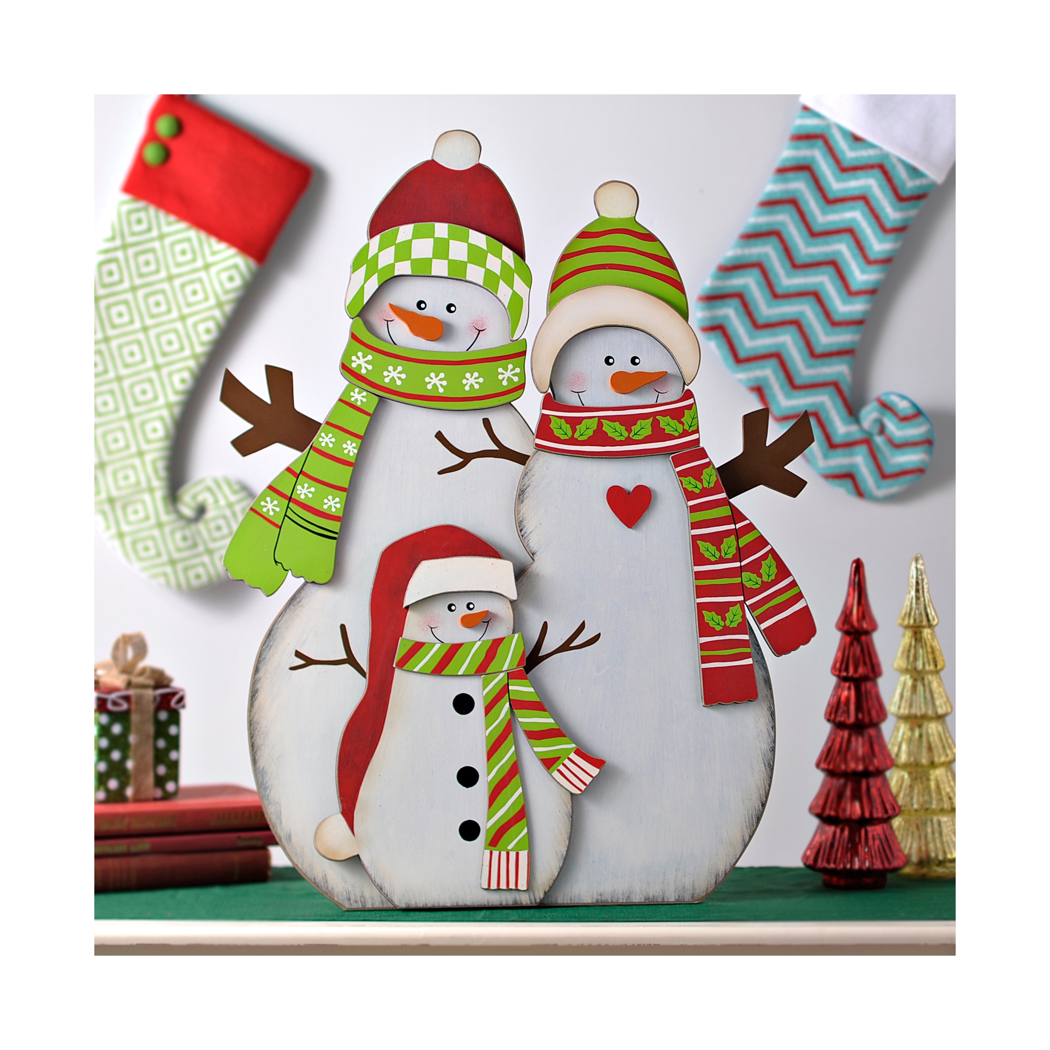 Wooden Snowman Family Easel Kirklands