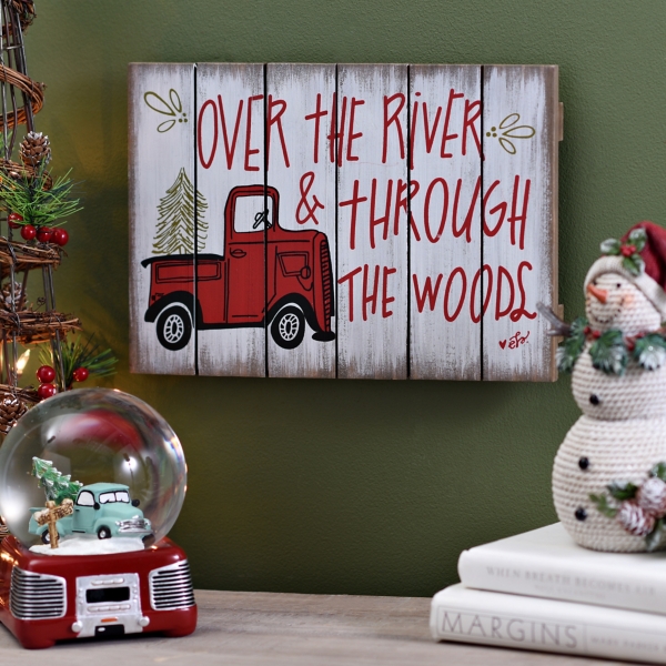 Over The River Truck Wood Plaque