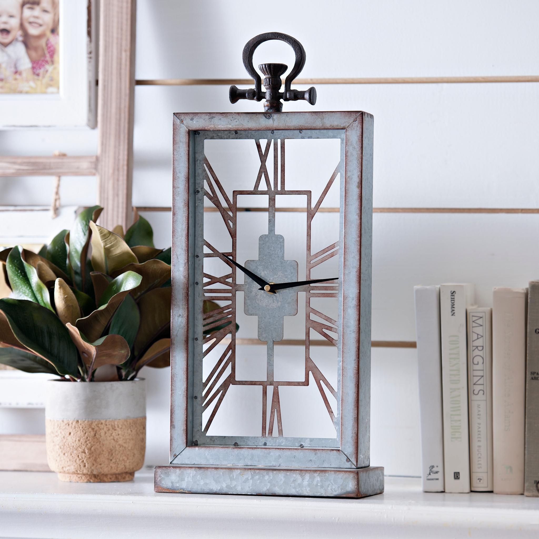 Galvanized Metal Cutout Table Clock Kirklands