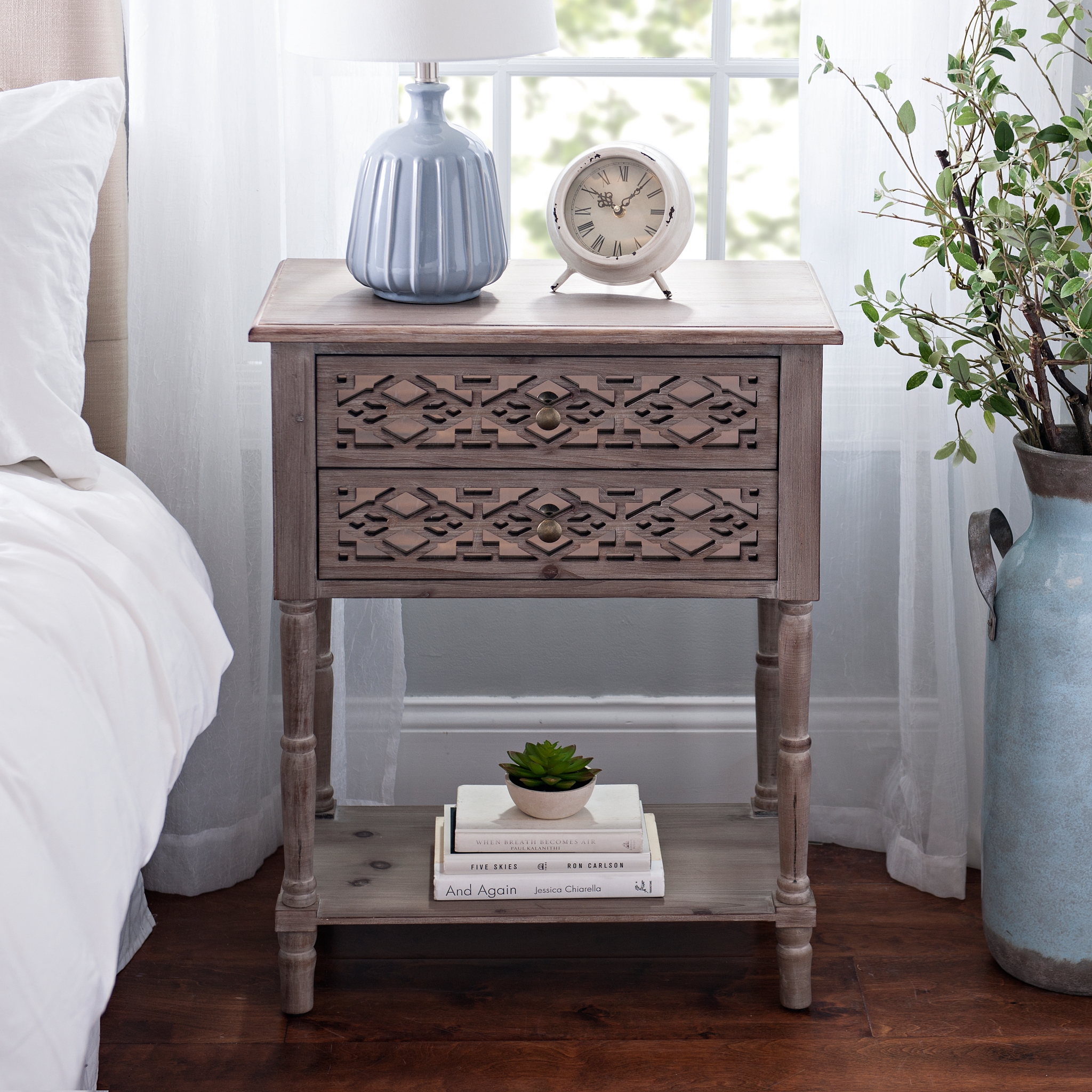 Natural Geometric 2Drawer Accent Table Kirklands
