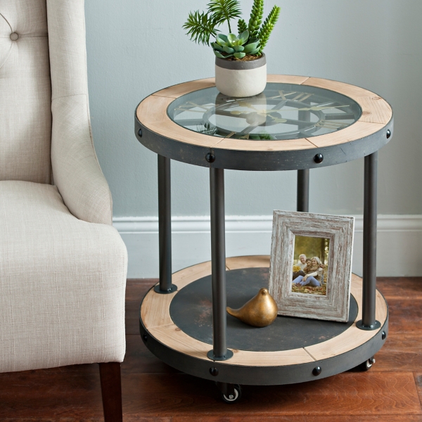 Industrial Clock Side Table Kirklands