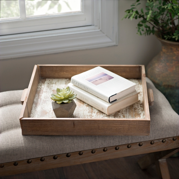 Distressed Whitewashed Decorative Tray