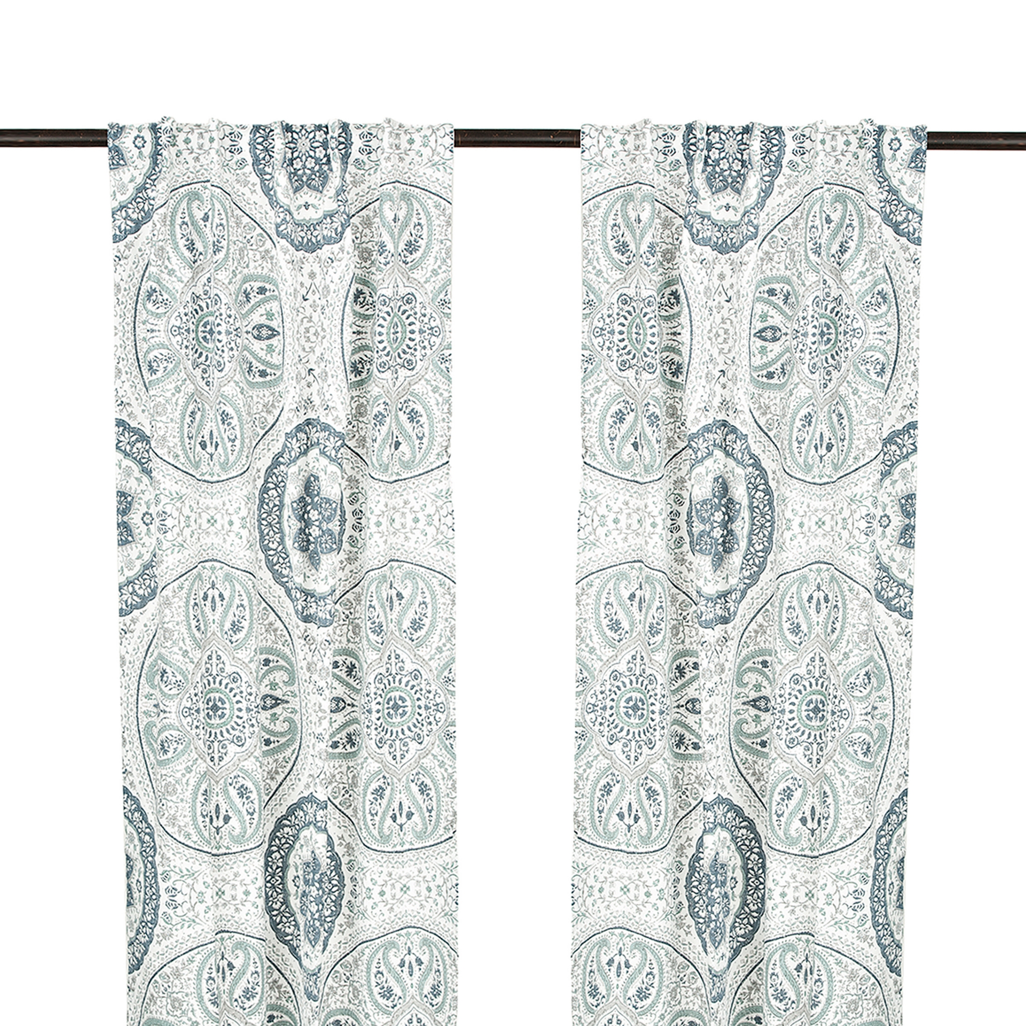 Leilani Blue Paisley Curtain Panel Set, 84 in. Kirklands